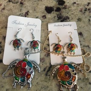 New 24 Sea Turtle Necklace and earrings liquidation wholesale lot $3.50 ea